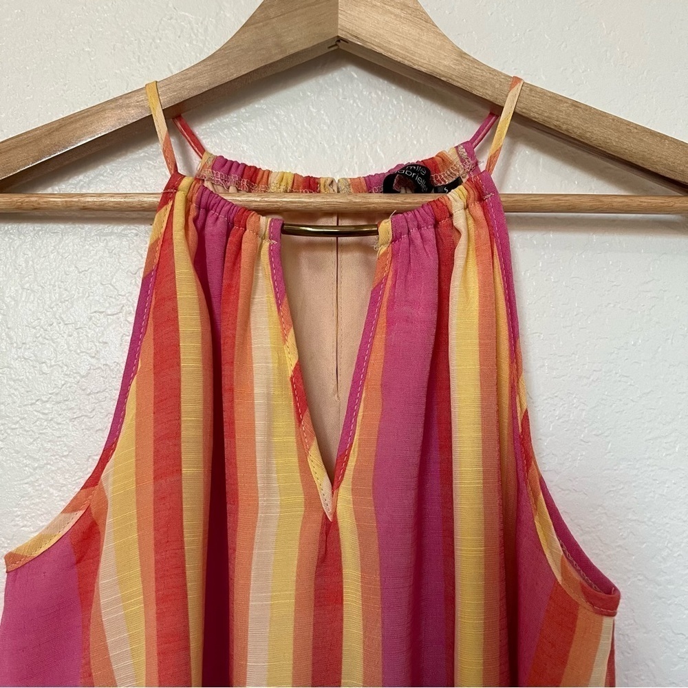2/$30 Mlle Gabrielle maxi high-low haulter tiered dress multicolored. SZ S - Picture 3 of 15